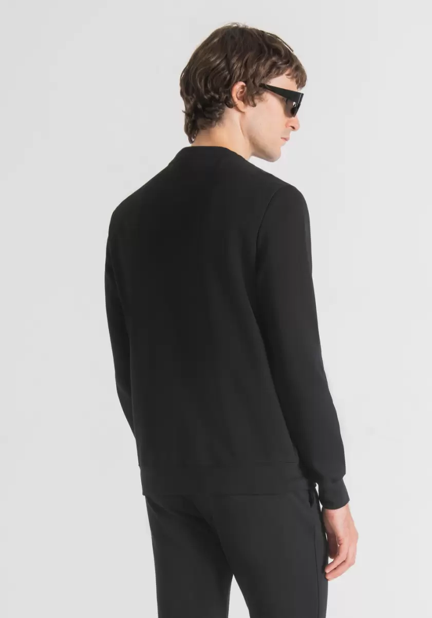 Noir Sweat-Shirt Ras-Du-Cou Regular Fit Avec Plaque Logotypée Sur La Poitrine Sweat-Shirts Antony Morato Homme - 1