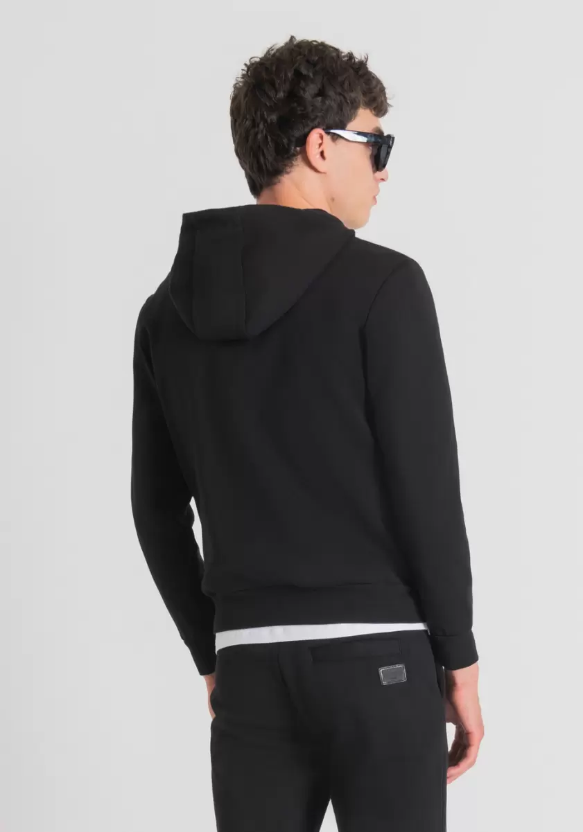 Antony Morato Sweat-Shirt Slim Fit Avec Zip Et Capuche Et Plaque Logotypée Noir Homme Sweat-Shirts - 1