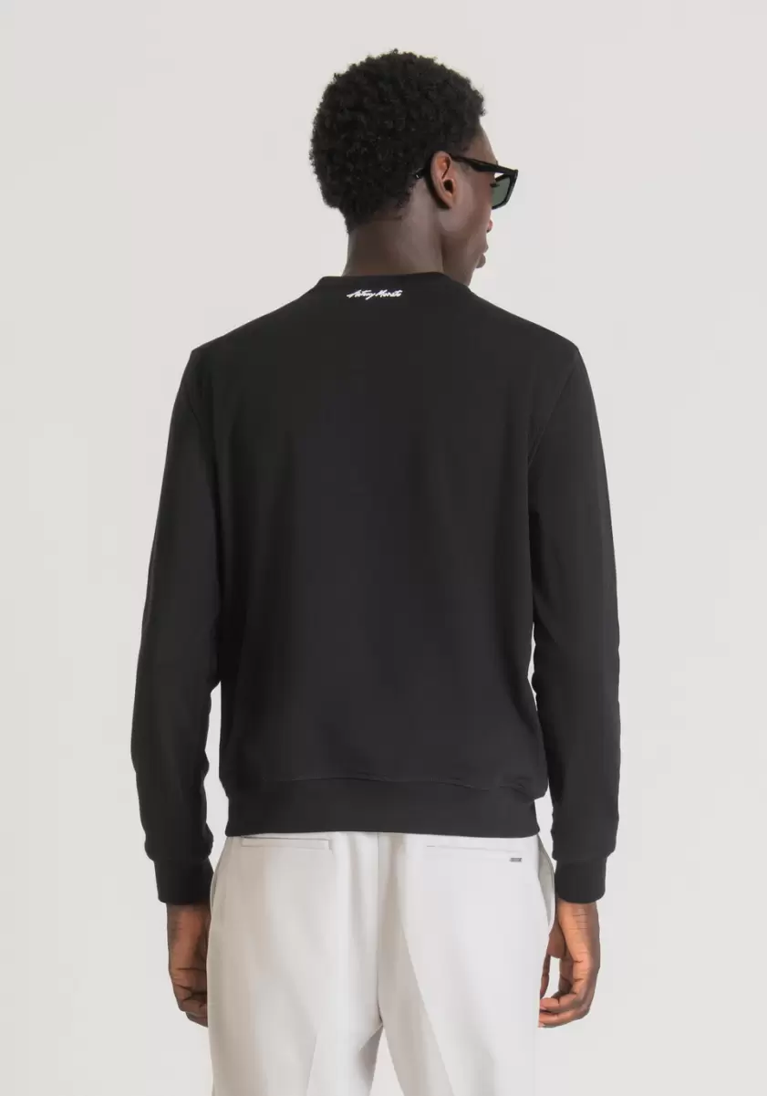 Noir Antony Morato Sweat-Shirt Regular Fit En Coton Mélangé Stretch Avec Impression Basquiat Sweat-Shirts Homme - 1