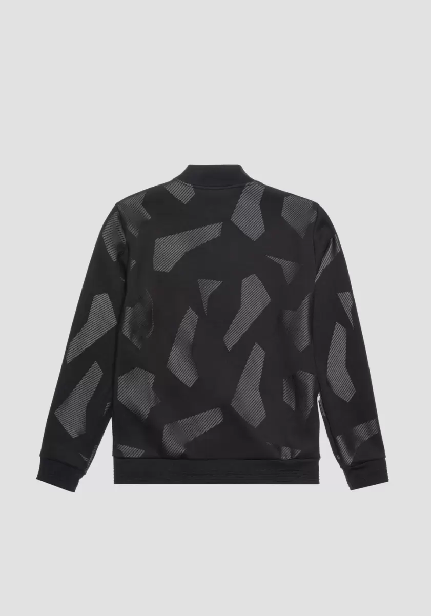 Homme Noir Sweat-Shirts Sweat-Shirt Regular Fit En Scuba Élastique De Viscose Mélangée Avec Imprimé Géométrique Antony Morato - 3