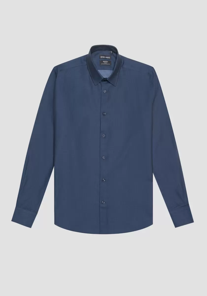 Homme Encre Bleu Chemise Slim Fit « Napoli » 100 % Coton Soft-Touch Chemises Antony Morato - 3