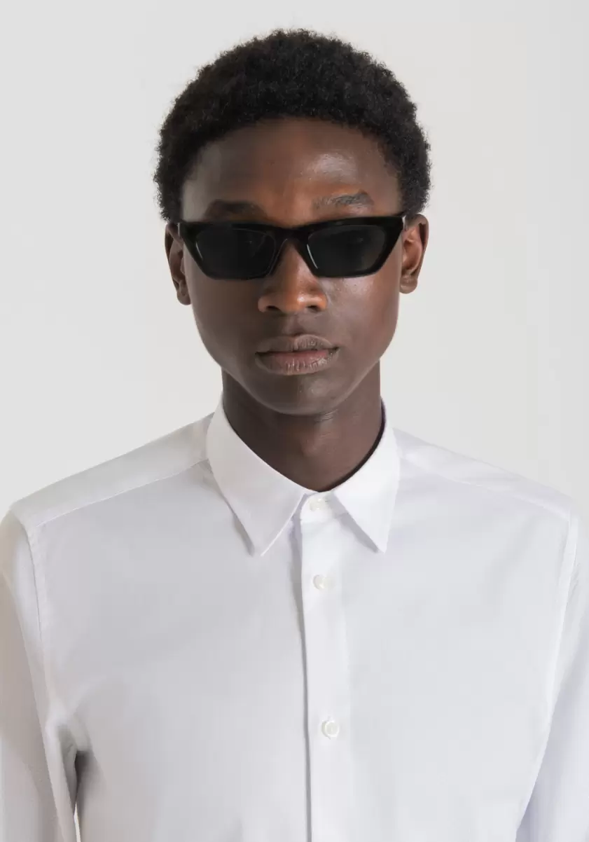 Antony Morato Blanc Chemise Slim Fit « Napoli » En Coton Doux Avec Micro-Texture Chemises Homme - 2