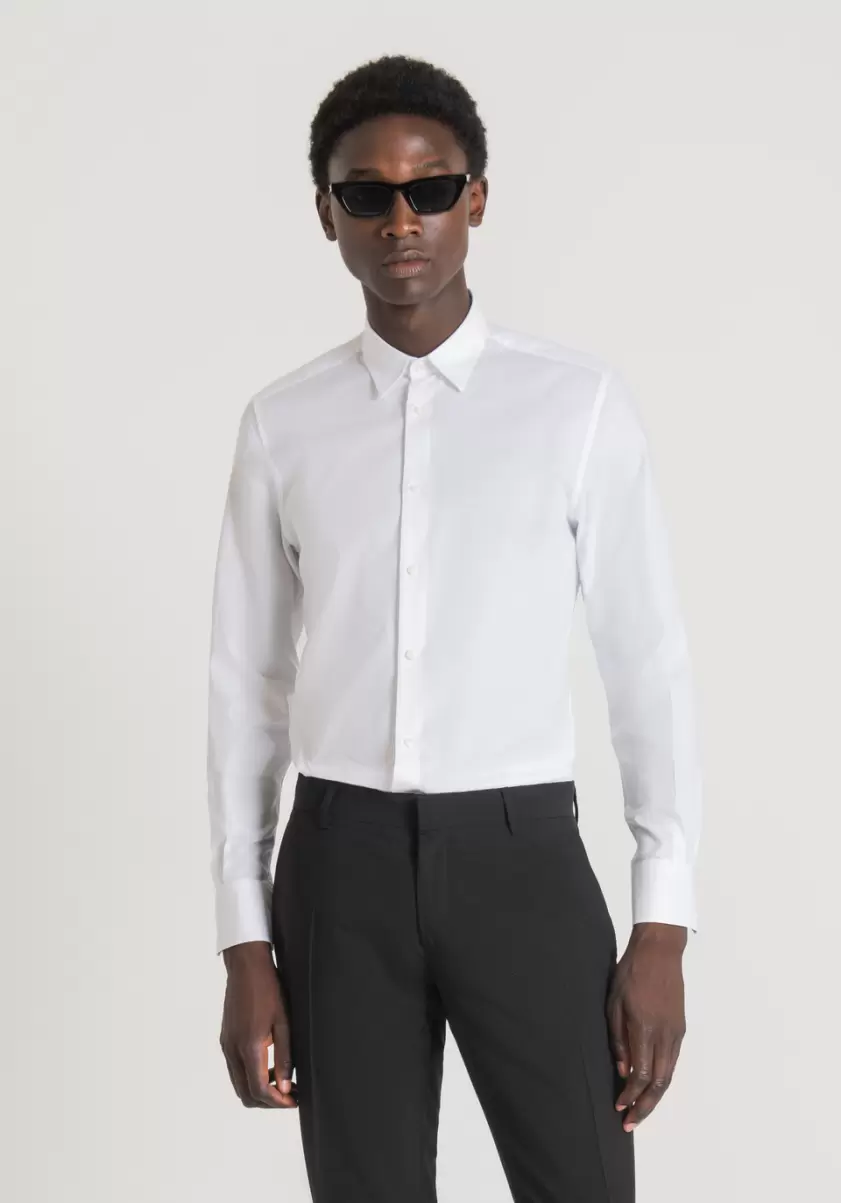 Antony Morato Blanc Chemise Slim Fit « Napoli » En Coton Doux Avec Micro-Texture Chemises Homme - 3