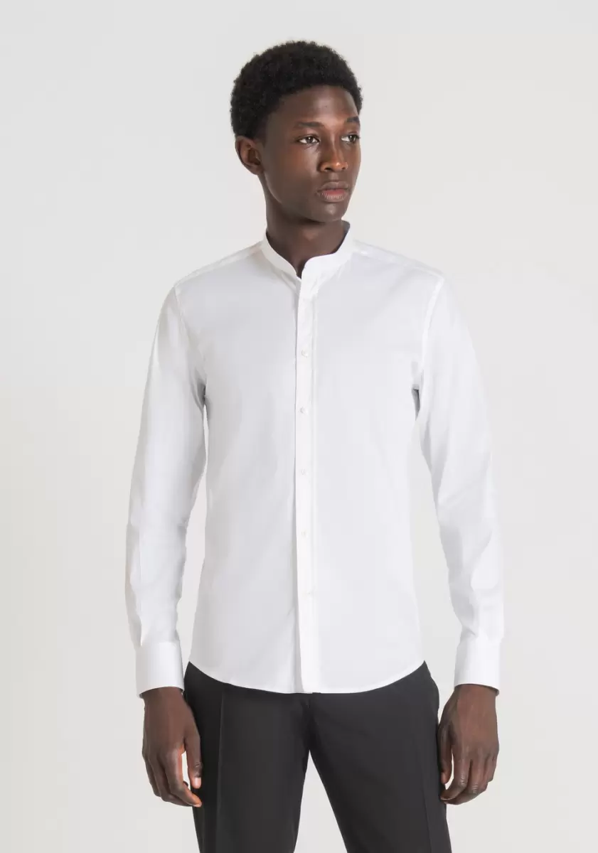 Chemise En Coton Avec Col Mao Antony Morato Homme Chemises Blanc - 1