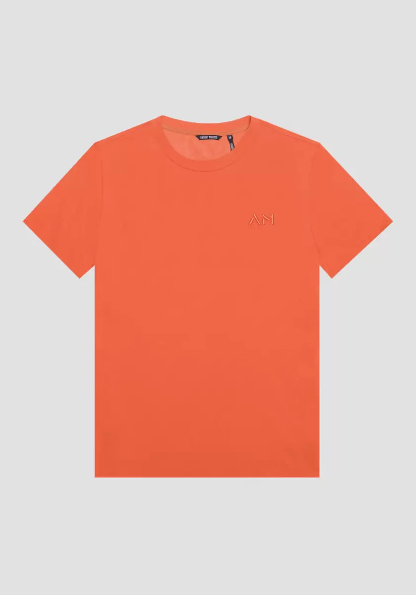 Antony Morato T-Shirt Oversize 100 % Coton Avec Logo Brodé Orange T-Shirts Et Polos Homme - 3