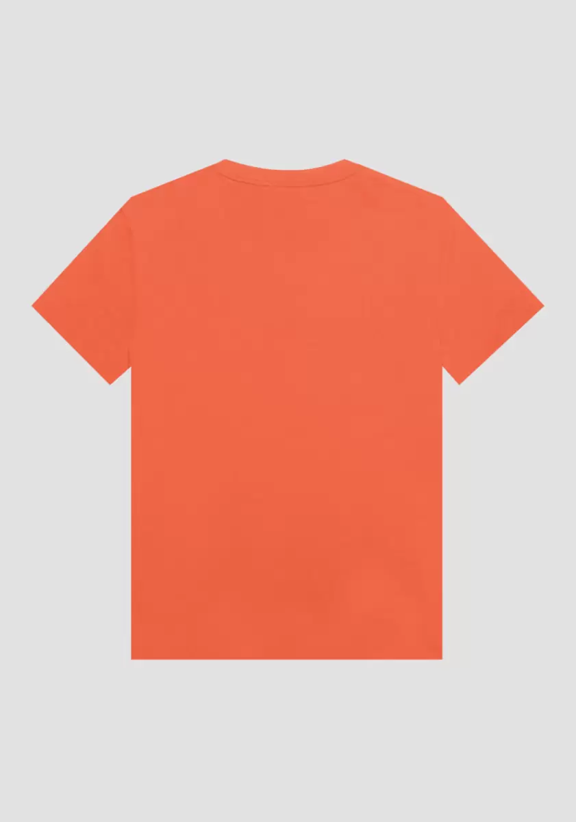 Antony Morato T-Shirt Oversize 100 % Coton Avec Logo Brodé Orange T-Shirts Et Polos Homme - 4