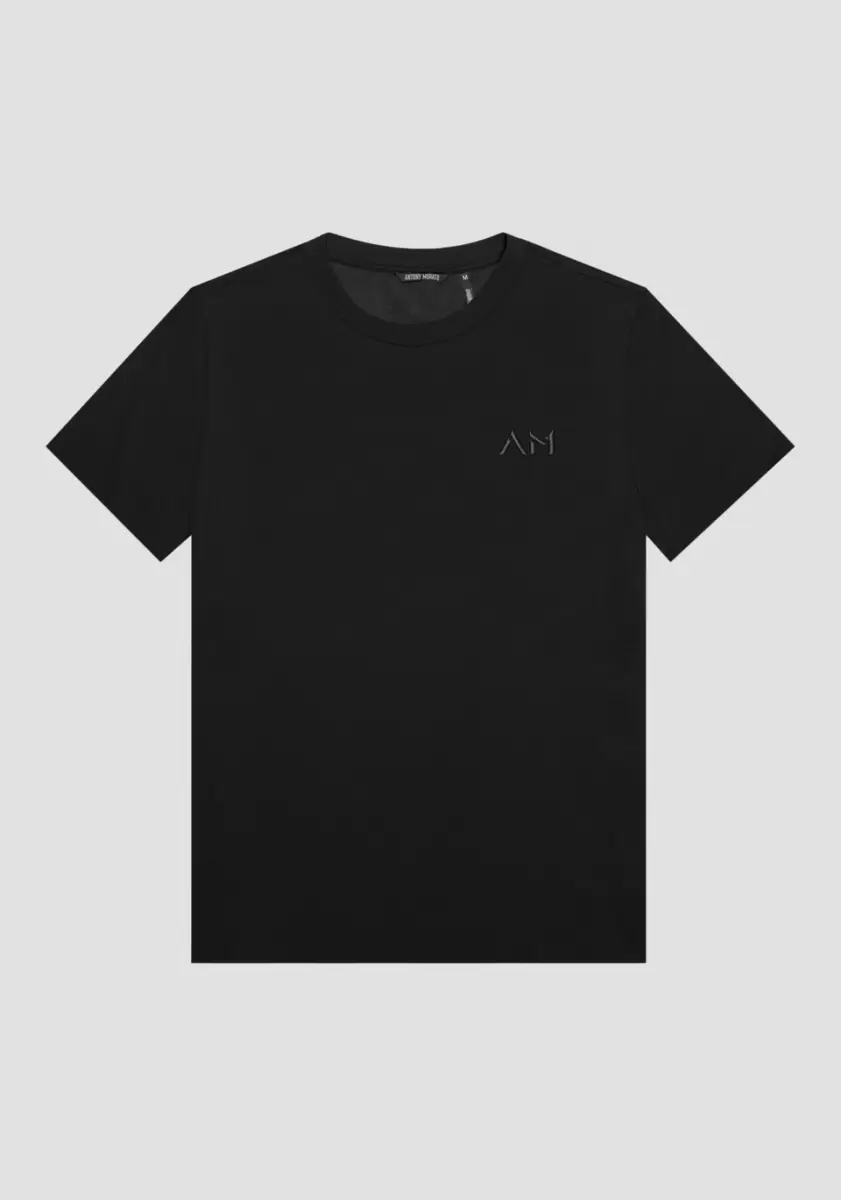 Noir Antony Morato Homme T-Shirt Over Fit En Pur Coton Avec Logo Brodé T-Shirts Et Polos