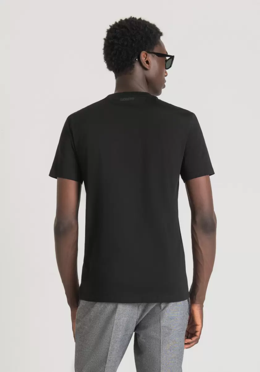 Antony Morato T-Shirts Et Polos Homme T-Shirt Slim Fit En Pur Coton Avec Impression Sur Le Devant Noir - 1