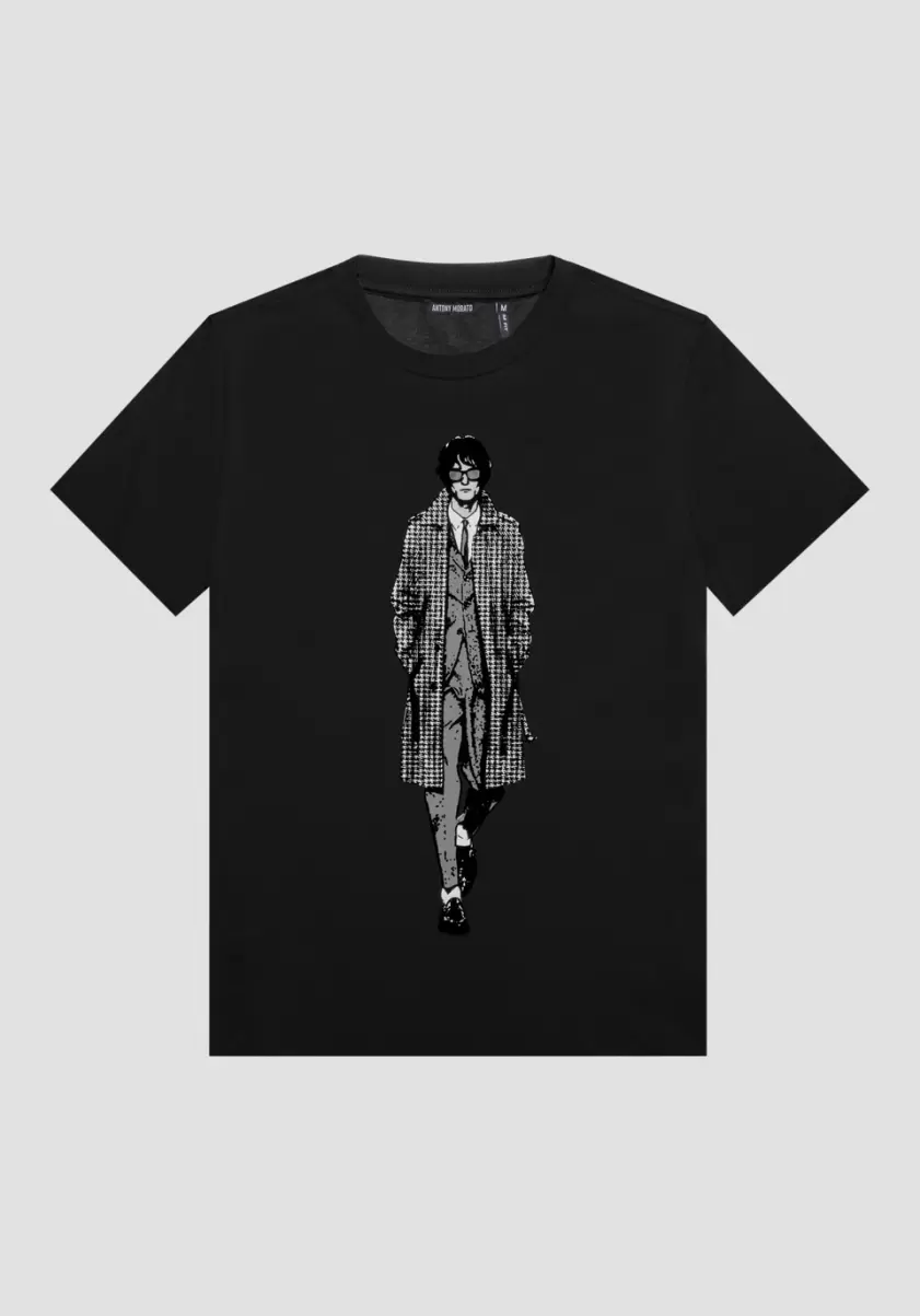 Antony Morato T-Shirts Et Polos Homme T-Shirt Slim Fit En Pur Coton Avec Impression Sur Le Devant Noir - 3
