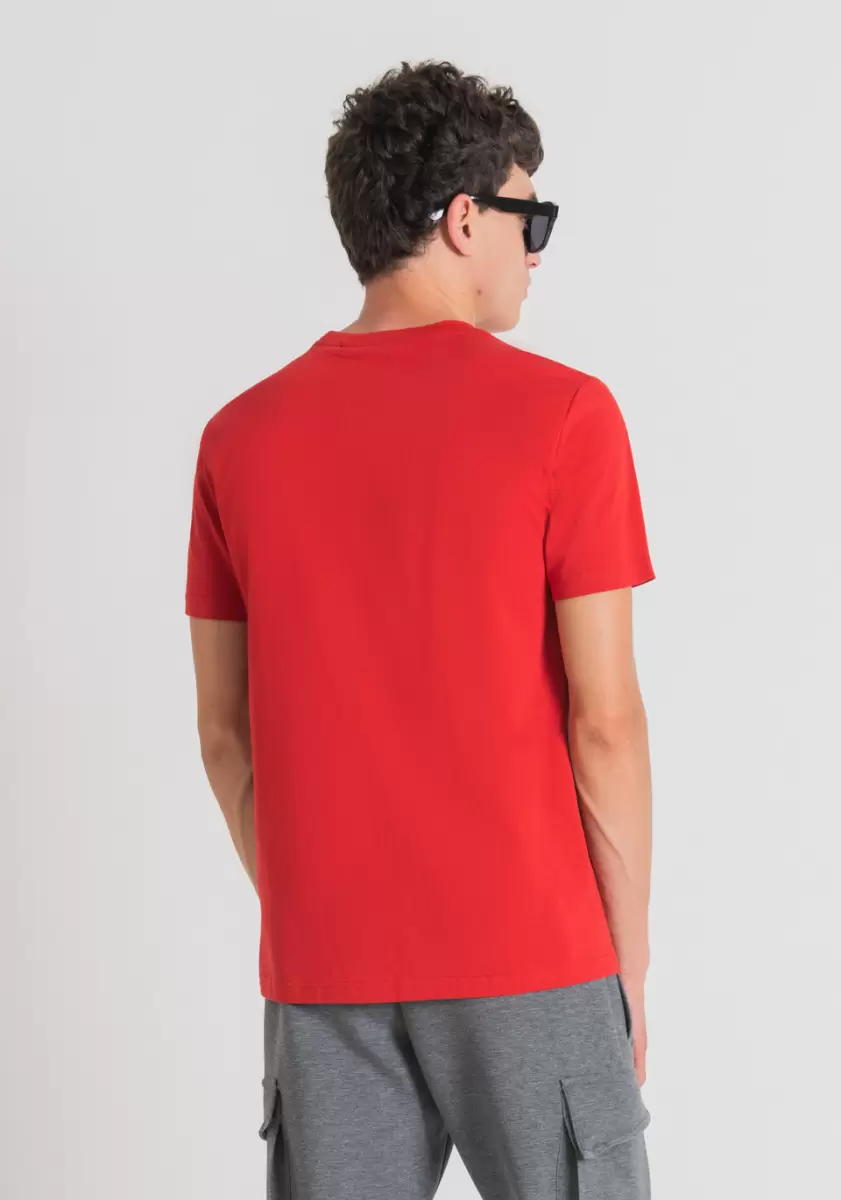 Antony Morato T-Shirt Slim Fit En Pur Coton Avec Imprimé « Morato » Homme Rouge Feu T-Shirts Et Polos - 1