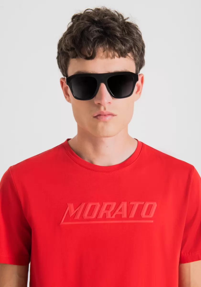 Antony Morato T-Shirt Slim Fit En Pur Coton Avec Imprimé « Morato » Homme Rouge Feu T-Shirts Et Polos - 2