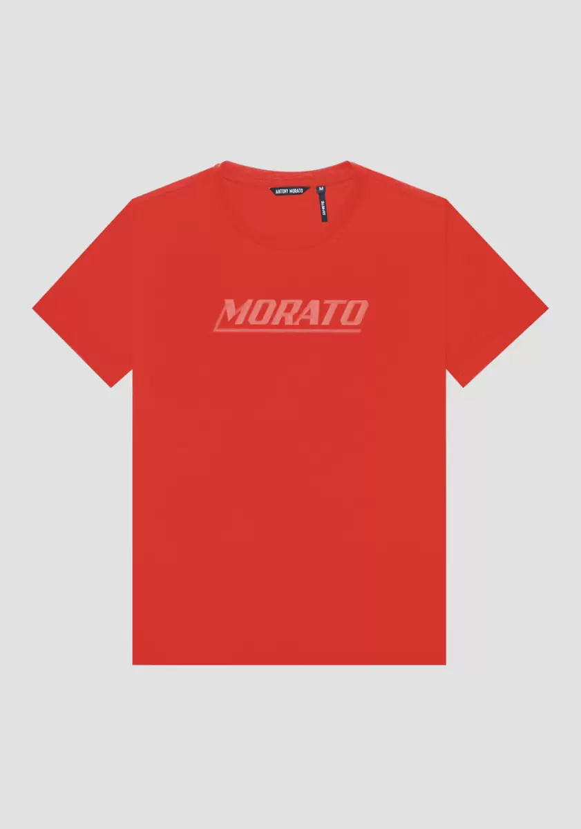 Antony Morato T-Shirt Slim Fit En Pur Coton Avec Imprimé « Morato » Homme Rouge Feu T-Shirts Et Polos - 3
