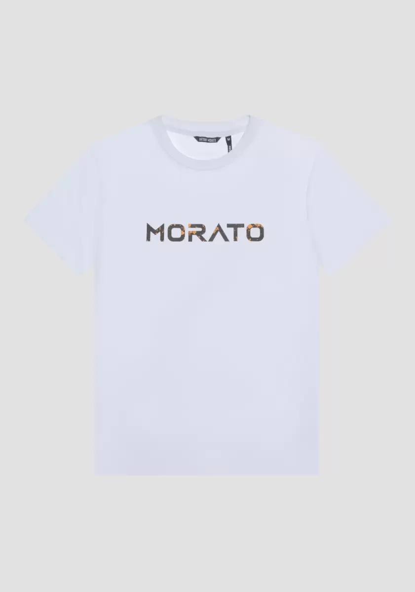 Antony Morato T-Shirts Et Polos Crème T-Shirt Regular Fit En Pur Coton Avec Impression Logo En Caoutchouc Homme - 2