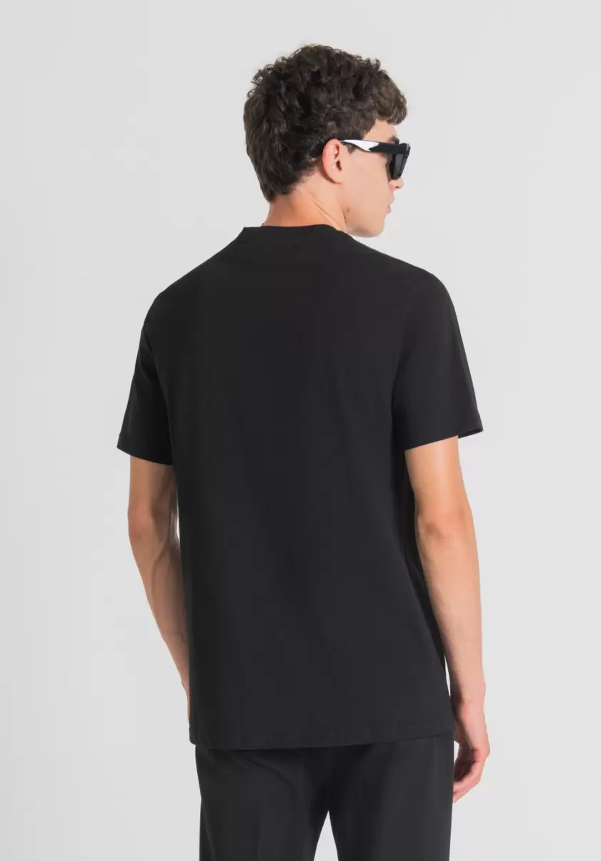 T-Shirt Regular Fit 100 % Coton Avec Impression Flock Homme T-Shirts Et Polos Antony Morato Noir - 2