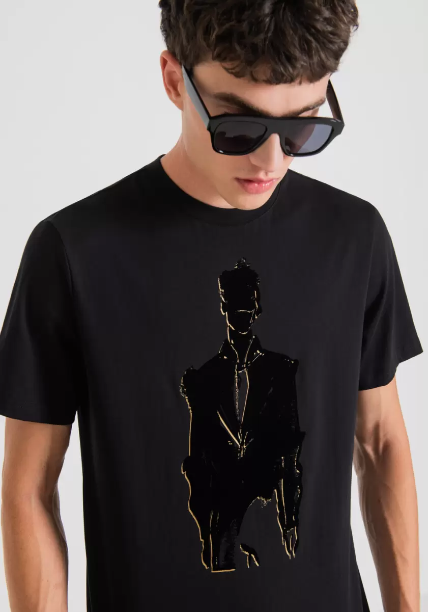 T-Shirt Regular Fit 100 % Coton Avec Impression Richard Hambleton Antony Morato T-Shirts Et Polos Noir Homme - 1
