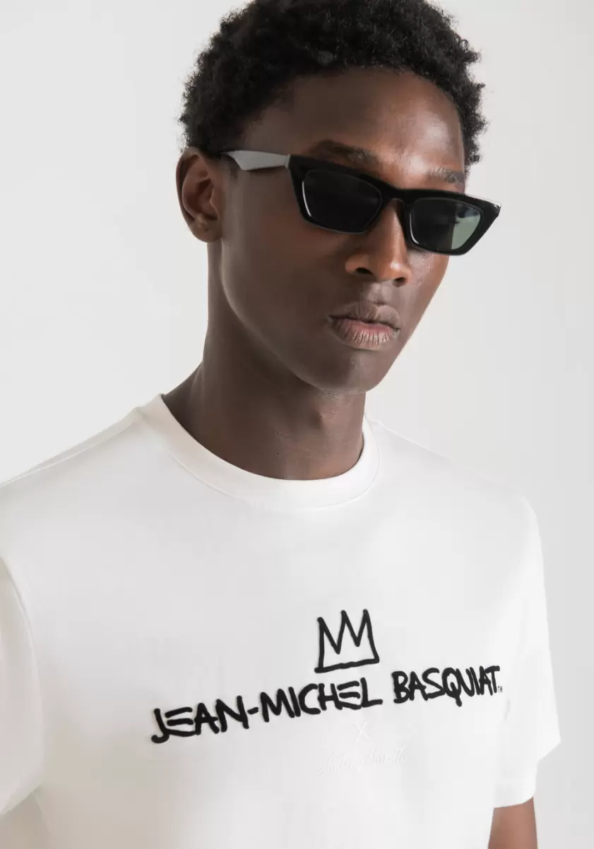 T-Shirts Et Polos Crème Homme T-Shirt Regular Fit 100 % Coton Avec Impression Basquiat Antony Morato - 2