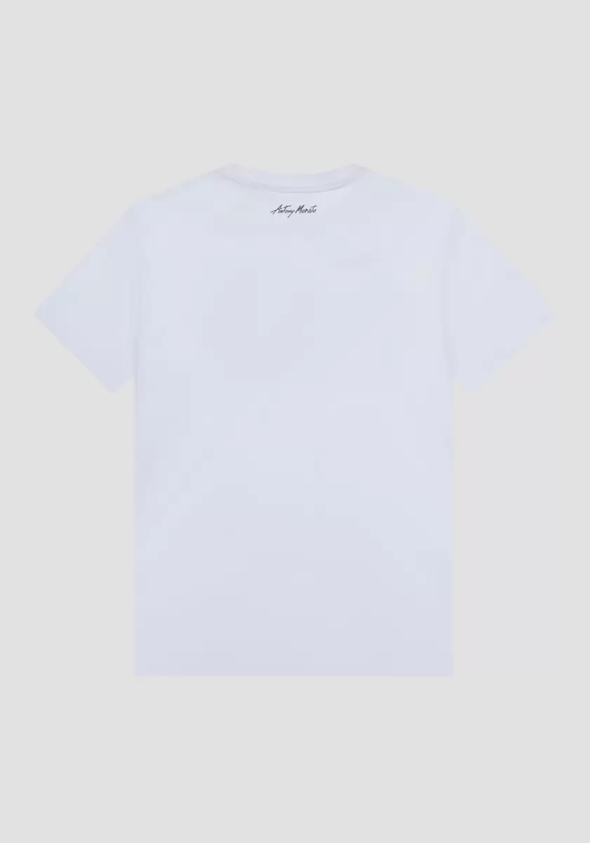 T-Shirts Et Polos Crème Homme T-Shirt Regular Fit 100 % Coton Avec Impression Basquiat Antony Morato - 4