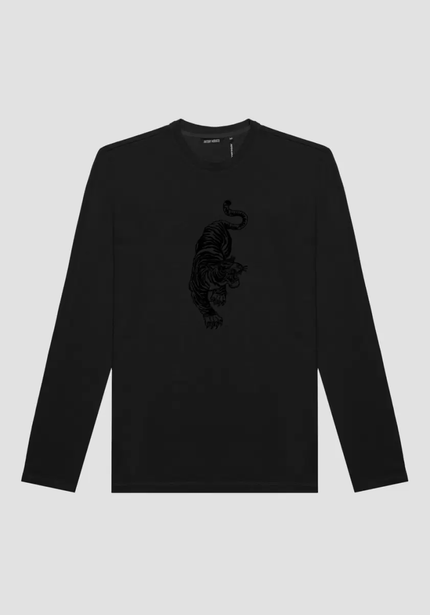 Noir T-Shirts Et Polos Homme T-Shirt Regular Fit 100 % Coton Avec Impression Tigre Antony Morato - 3