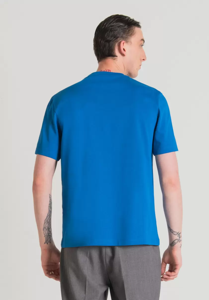 T-Shirts Et Polos Antony Morato Homme Cobalt T-Shirt Over Fit En Pur Coton Avec Logo Brodé - 1