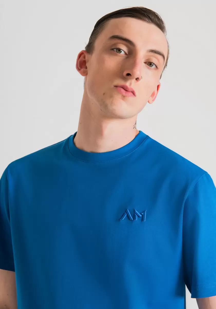 T-Shirts Et Polos Antony Morato Homme Cobalt T-Shirt Over Fit En Pur Coton Avec Logo Brodé - 2