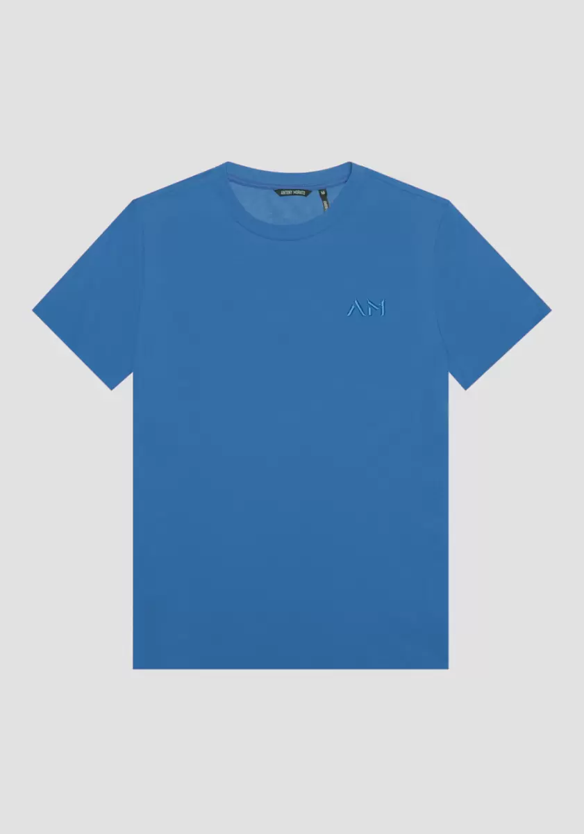 T-Shirts Et Polos Antony Morato Homme Cobalt T-Shirt Over Fit En Pur Coton Avec Logo Brodé - 3