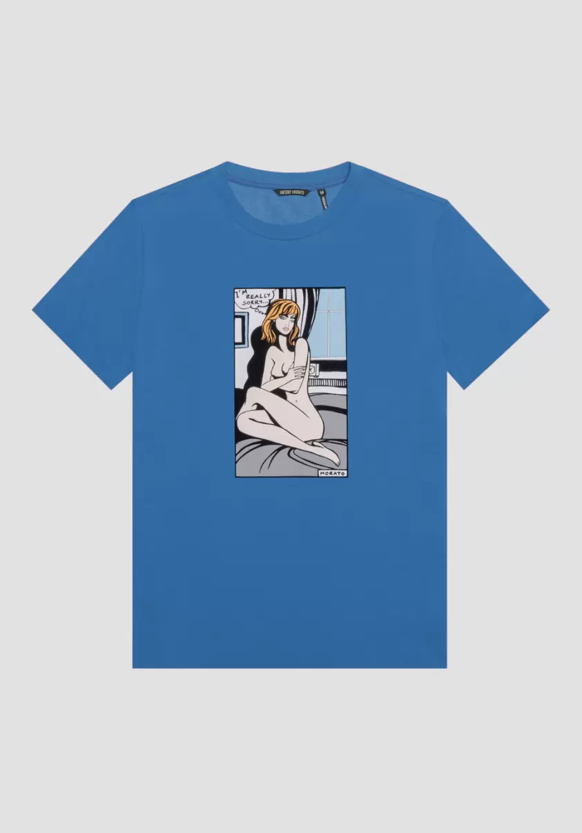 Cobalt T-Shirts Et Polos Homme Antony Morato T-Shirt Regular Fit 100 % Coton Avec Imprimé Bande Dessinée - 2