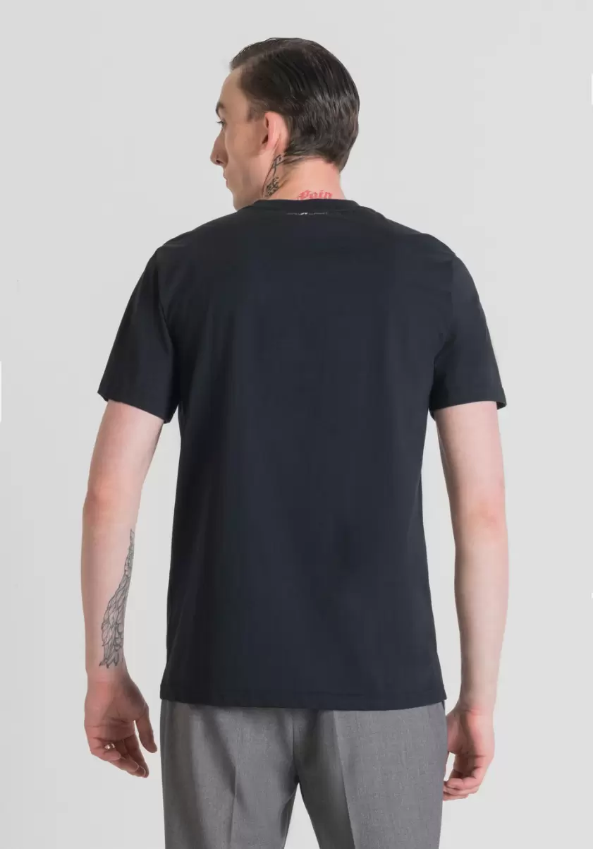 T-Shirts Et Polos Antony Morato Encre Bleu Homme T-Shirt Regular Fit 100 % Coton Avec Imprimé Bande Dessinée - 1