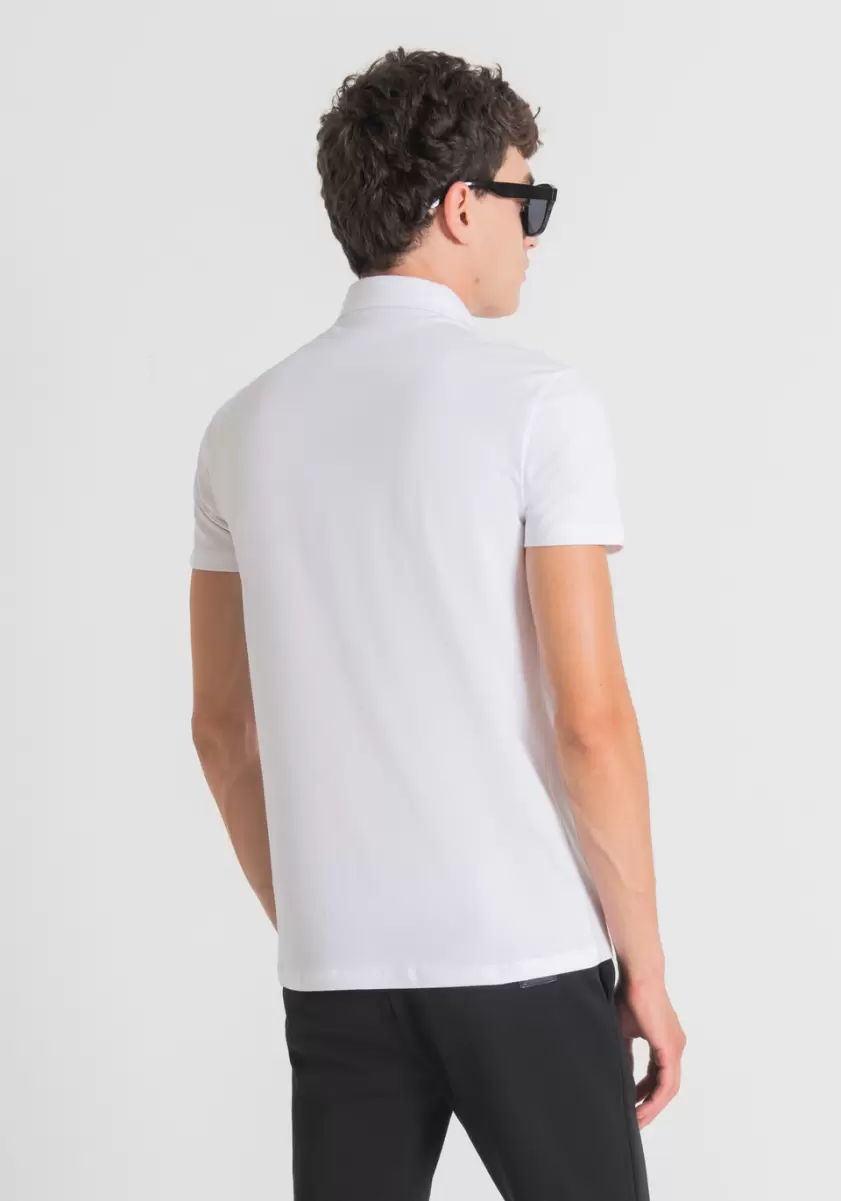 Blanc T-Shirts Et Polos Antony Morato Homme Polo Super Slim Fit En Coton Stretch Avec Plaque Logotypée - 1