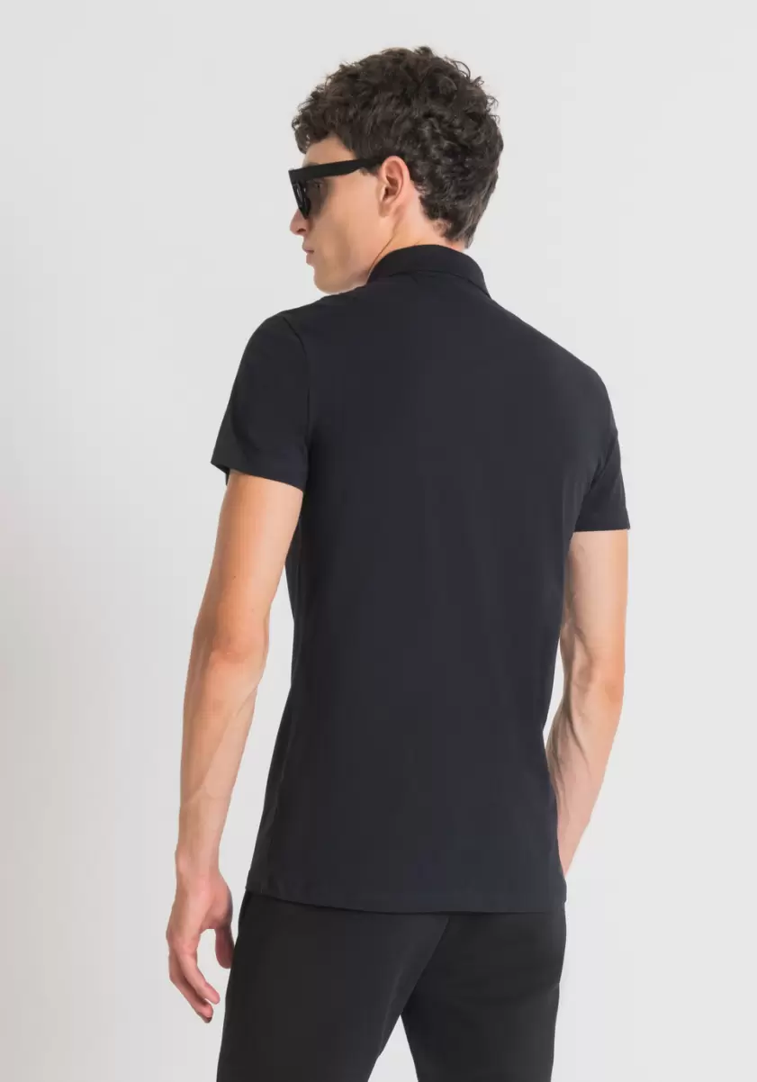 Antony Morato T-Shirts Et Polos Noir Homme Polo Super Slim Fit En Coton Stretch Avec Plaque Logotypée - 1