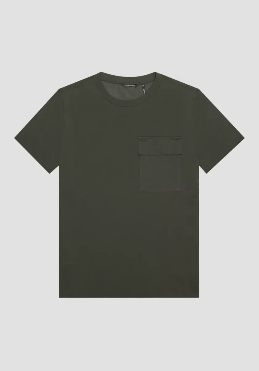 T-Shirt Oversize En Pur Coton Avec Poche Côté Cœur Homme Vert Fonce T-Shirts Et Polos Antony Morato - 3