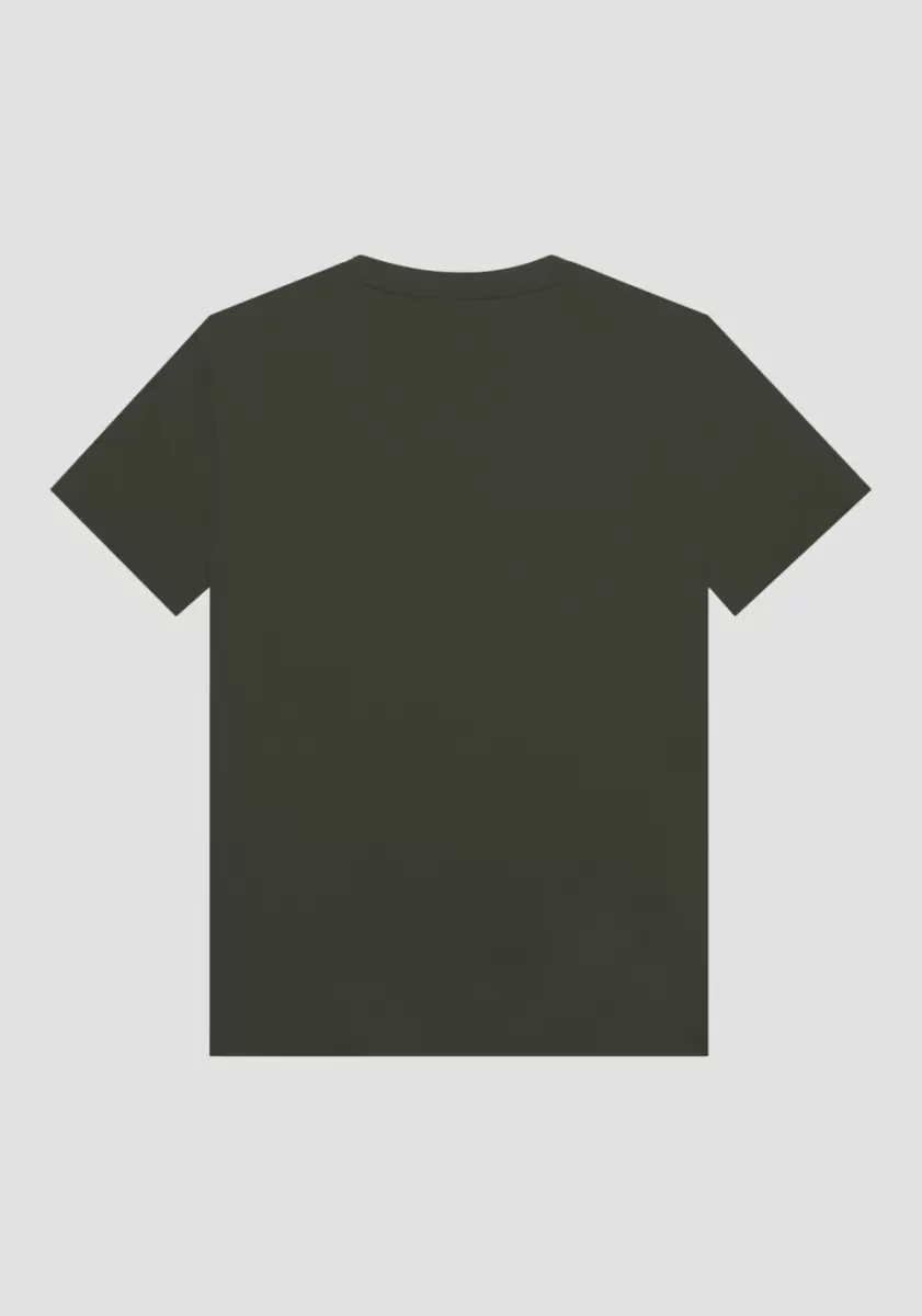 T-Shirt Oversize En Pur Coton Avec Poche Côté Cœur Homme Vert Fonce T-Shirts Et Polos Antony Morato - 4