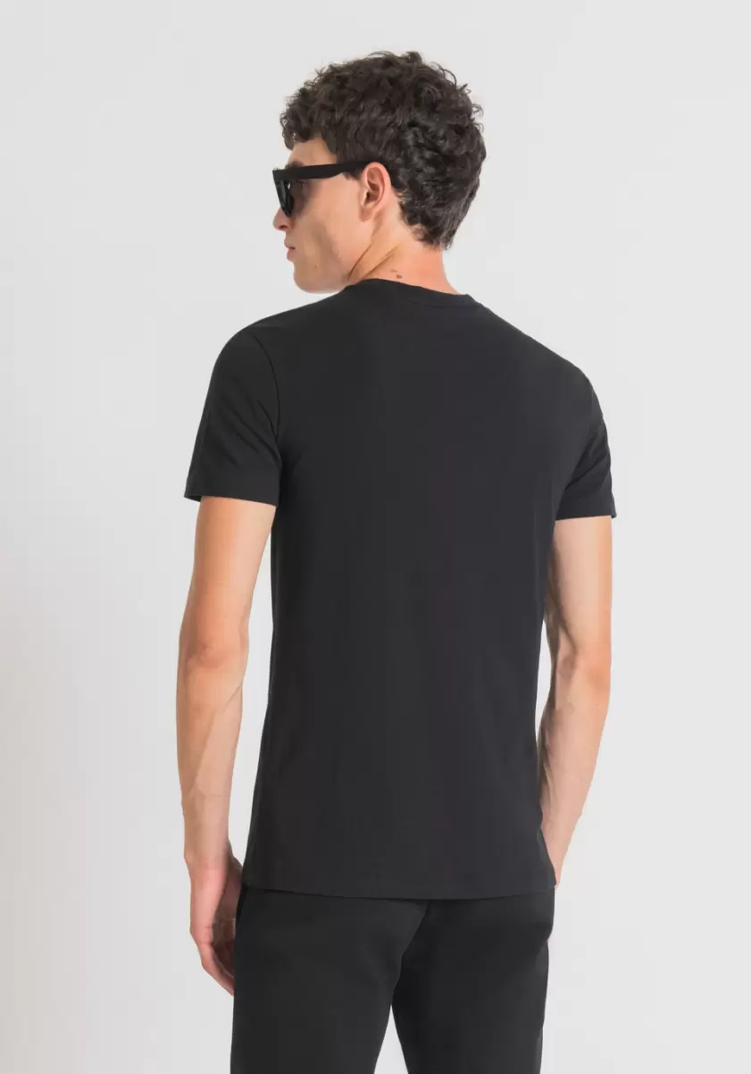 Homme T-Shirts Et Polos T-Shirt Super Slim Avec Plaque Logo Noir Antony Morato - 1
