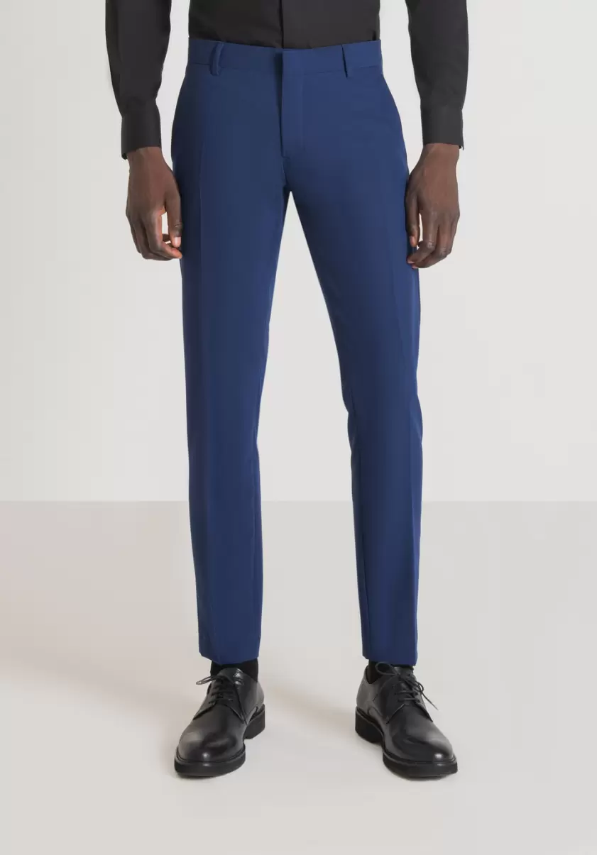 Bluette Homme Pantalon Slim Fit « Bonnie » En Tissu De Viscose Mélangée Élastique Avec Fermeture Dissimulée Antony Morato Pantalons