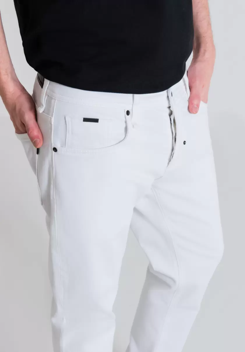 Homme Antony Morato Pantalons Crème Pantalon Slim Fit Longueur Cheville « Argon » En Sergé De Coton Stretch - 2