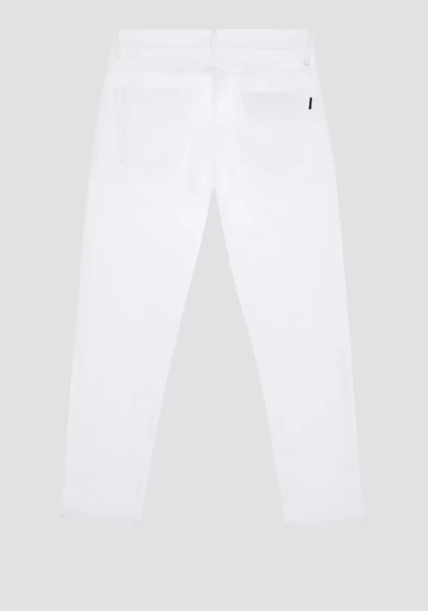 Homme Antony Morato Pantalons Crème Pantalon Slim Fit Longueur Cheville « Argon » En Sergé De Coton Stretch - 4
