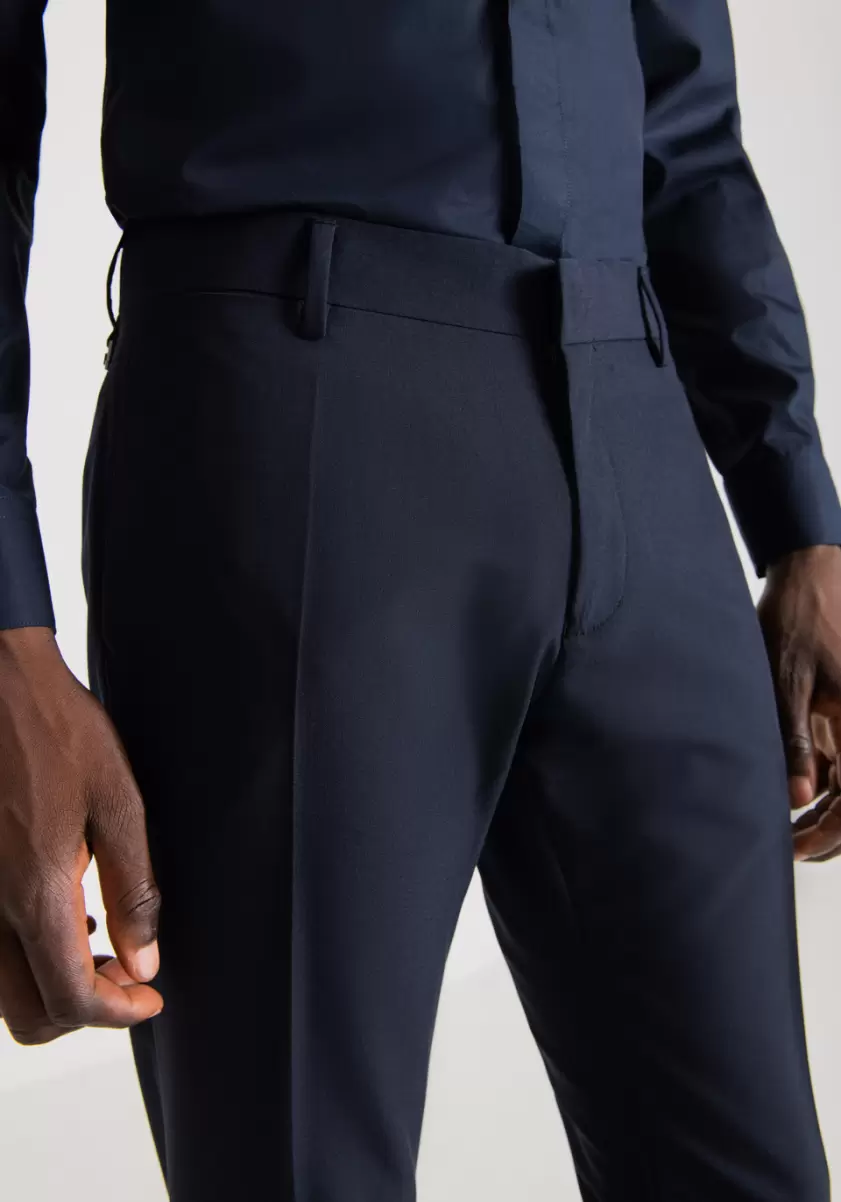 Antony Morato Homme Encre Bleu Pantalons Pantalon Slim Fit « Bonnie » En Viscose Mélangée Élastique - 1