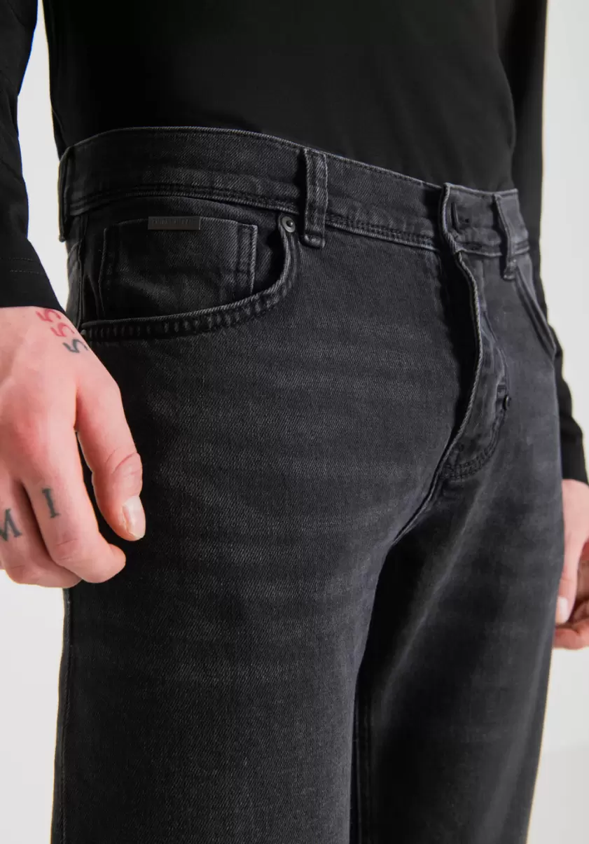 Antony Morato Noir Jean Slim Ankle Length Fit « Argon » En Denim Noir Avec Délavage Moyen Jeans Homme - 2