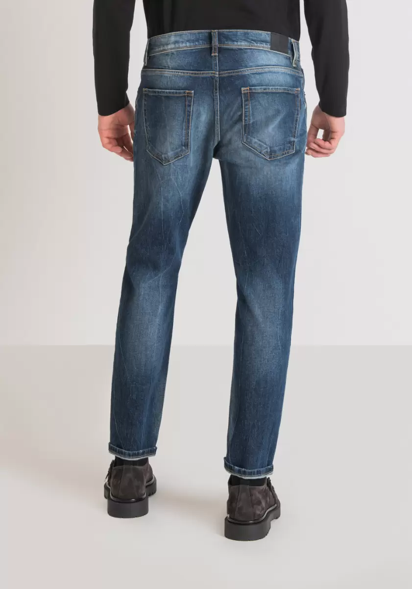 Antony Morato Jeans Bleu Denim Homme Jean Slim Ankle Length Fit « Argon » En Denim Bleu Avec Délavage Moyen - 1