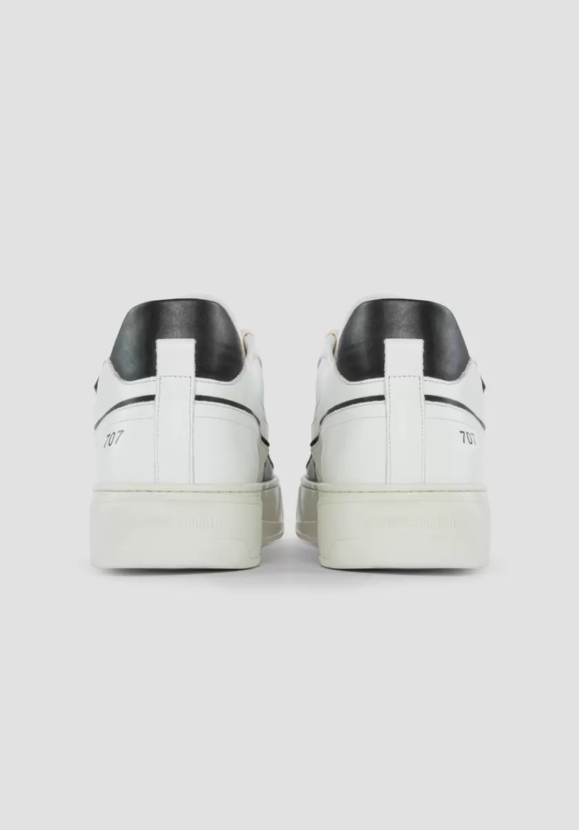 Noir Baskets Antony Morato Homme Sneakers Basses Modèle « 707 » En Cuir Avec Détails Contrastants Et Pointe Ajourée - 3