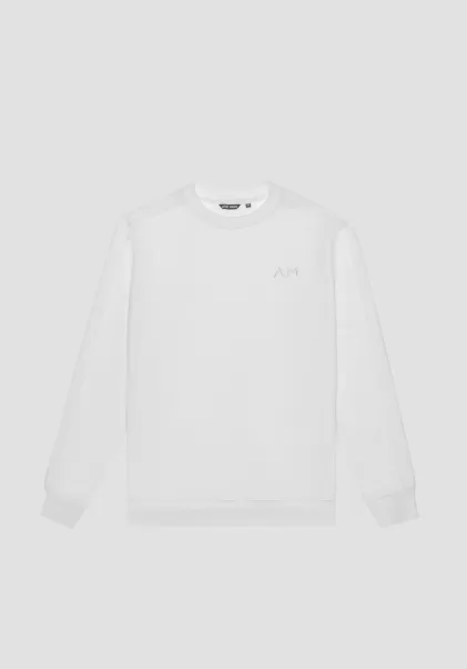 Antony Morato Homme Sweat-Shirt Regular Fit En Coton Mélangé Avec Logo Brodé Sweat-Shirts Crème