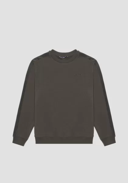 Antony Morato Sweat-Shirts Sweat-Shirt Regular Fit En Coton Mélangé Avec Logo Brodé Homme Vert Fonce