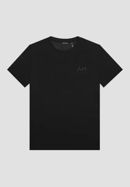 Noir Antony Morato Homme T-Shirt Over Fit En Pur Coton Avec Logo Brodé T-Shirts Et Polos