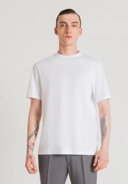 T-Shirts Et Polos Antony Morato T-Shirt Oversize 100 % Coton Avec Logo Brodé Homme Blanc