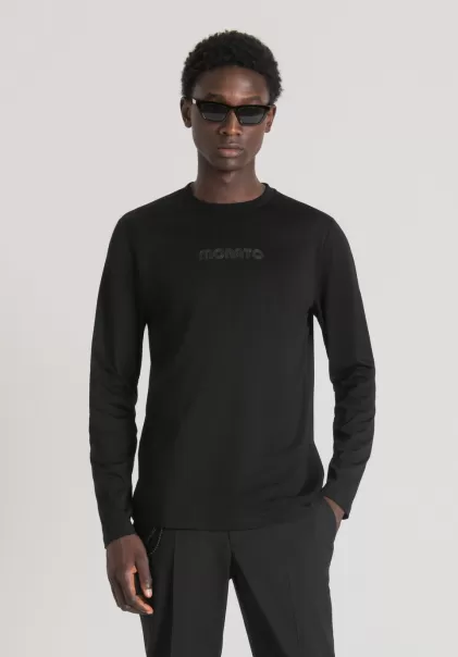 T-Shirts Et Polos Homme Antony Morato T-Shirt Regular Fit 100 % Coton Avec Imprimé Logo En Relief Noir