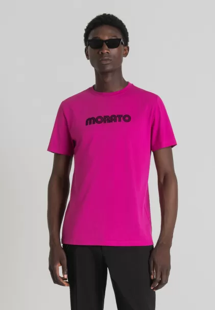 Homme Magenta T-Shirt Slim Fit 100 % Coton Avec Imprimé Logo T-Shirts Et Polos Antony Morato