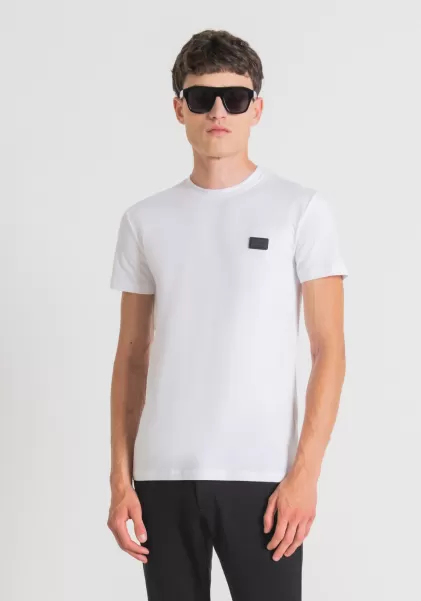 Antony Morato T-Shirt Super Slim Fit Avec Poche En Similicuir T-Shirts Et Polos Homme Blanc