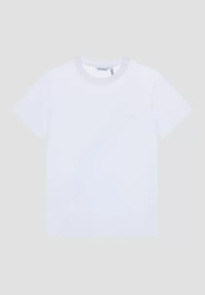 Antony Morato T-Shirts Et Polos T-Shirt Regular Fit En Viscose Durable Avec Impression Logo Crème Homme