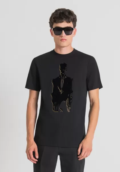 T-Shirt Regular Fit 100 % Coton Avec Impression Richard Hambleton Antony Morato T-Shirts Et Polos Noir Homme