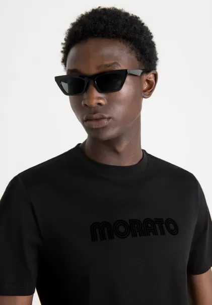 T-Shirt Slim Fit 100 % Coton Avec Imprimé Logo Homme Antony Morato T-Shirts Et Polos Noir