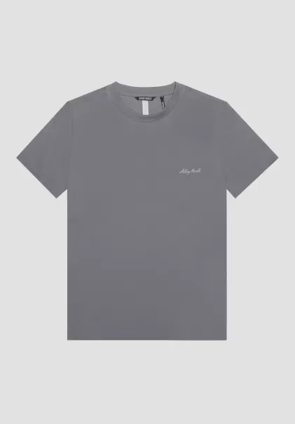 Anthracite T-Shirts Et Polos T-Shirt Regular Fit En Viscose Durable Avec Impression Logo Homme Antony Morato